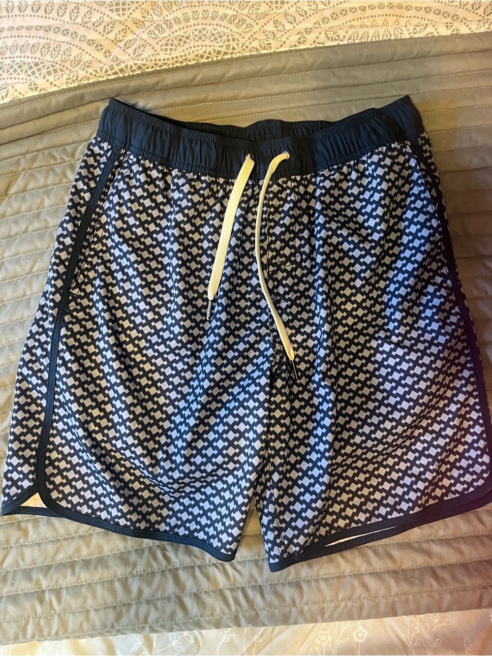 Fair Harbor Navy Swim Trunks with White Drawstring